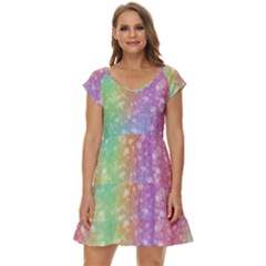 Rainbow Colors Spectrum Background Short Sleeve Tiered Mini Dress by Ravend