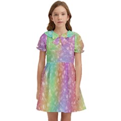 Rainbow Colors Spectrum Background Kids  Bow Tie Puff Sleeve Dress by Ravend