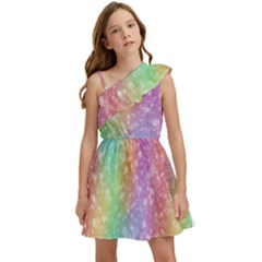 Rainbow Colors Spectrum Background Kids  One Shoulder Party Dress by Ravend