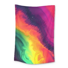 Rainbow Colorful Abstract Galaxy Small Tapestry by Ravend