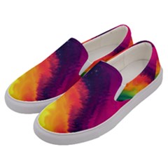 Rainbow Colorful Abstract Galaxy Men s Canvas Slip Ons by Ravend