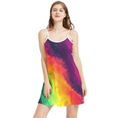 Rainbow Colorful Abstract Galaxy Summer Frill Dress by Ravend