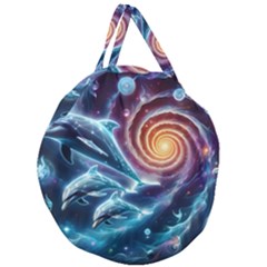 Dolphins Fantasy Giant Round Zipper Tote by Ravend