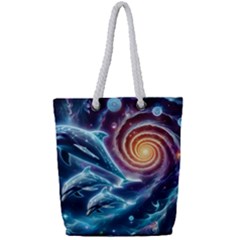 Dolphins Fantasy Full Print Rope Handle Tote (small) by Ravend