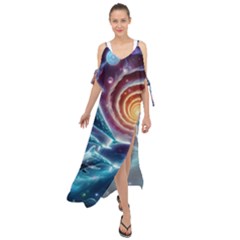 Dolphins Fantasy Maxi Chiffon Cover Up Dress by Ravend