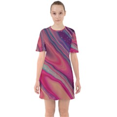 Stars Shimmering Galaxy Ocean Sixties Short Sleeve Mini Dress by Ravend