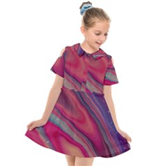 Stars Shimmering Galaxy Ocean Kids  Short Sleeve Shirt Dress by Ravend