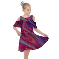 Stars Shimmering Galaxy Ocean Kids  Shoulder Cutout Chiffon Dress by Ravend