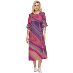 Stars Shimmering Galaxy Ocean Double Cuff Midi Dress by Ravend