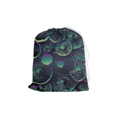 Psychedelic Mushrooms Background Drawstring Pouch (medium) by Ravend