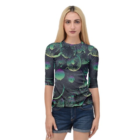 Psychedelic Mushrooms Background Quarter Sleeve Raglan T-shirt by Ravend