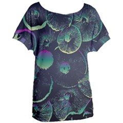 Psychedelic Mushrooms Background Women s Oversized T-shirt by Ravend