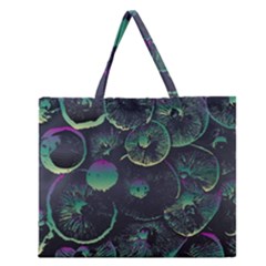 Psychedelic Mushrooms Background Zipper Large Tote Bag