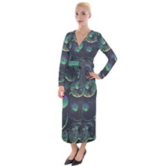 Psychedelic Mushrooms Background Velvet Maxi Wrap Dress by Ravend