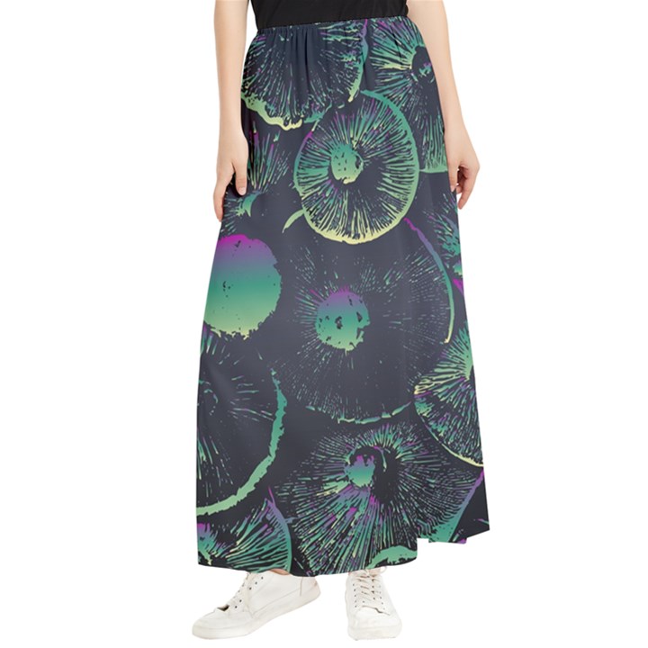 Psychedelic Mushrooms Background Maxi Chiffon Skirt