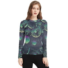 Psychedelic Mushrooms Background Women s Long Sleeve Rash Guard by Ravend