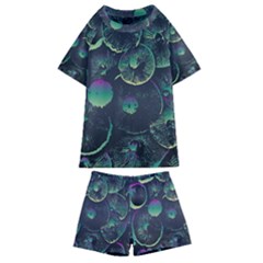 Psychedelic Mushrooms Background Kids  Swim T-shirt And Shorts Set by Ravend