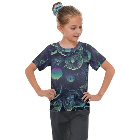 Psychedelic Mushrooms Background Kids  Mesh Piece T-shirt by Ravend