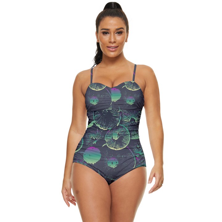 Psychedelic Mushrooms Background Retro Full Coverage Swimsuit