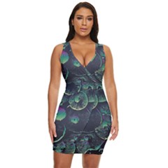 Psychedelic Mushrooms Background Draped Bodycon Dress by Ravend