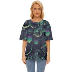 Psychedelic Mushrooms Background Oversized Basic T-shirt by Ravend