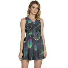 Psychedelic Mushrooms Background Sleeveless High Waist Mini Dress by Ravend