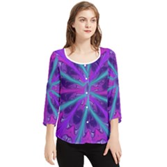 Wallpaper Tie Dye Pattern Chiffon Quarter Sleeve Blouse by Ravend