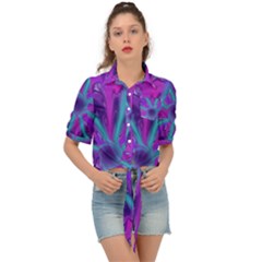 Wallpaper Tie Dye Pattern Tie Front Shirt  by Ravend