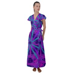 Wallpaper Tie Dye Pattern Flutter Sleeve Maxi Dress by Ravend