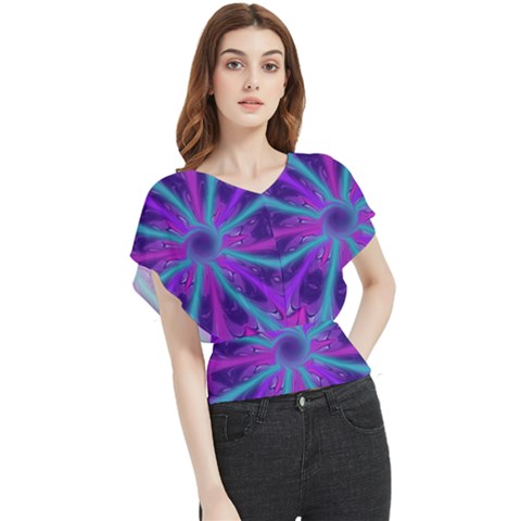 Wallpaper Tie Dye Pattern Butterfly Chiffon Blouse by Ravend