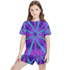 Wallpaper Tie Dye Pattern Kids  T-shirt And Sports Shorts Set by Ravend