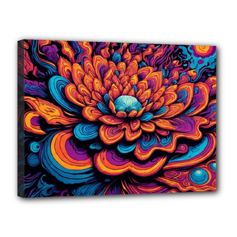 Flowers Painting Canvas 16  X 12  (stretched) by Ravend