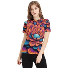 Flowers Painting Women s Short Sleeve Rash Guard by Ravend