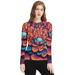 Flowers Painting Women s Long Sleeve Rash Guard by Ravend