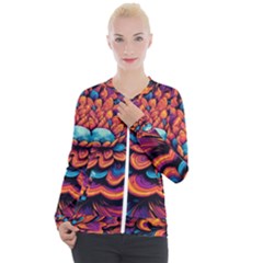 Flowers Painting Casual Zip Up Jacket by Ravend