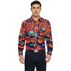 Flowers Painting Men s Long Sleeve Pocket Shirt  by Ravend