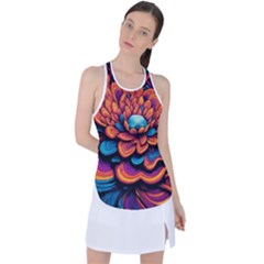 Flowers Painting Racer Back Mesh Tank Top by Ravend