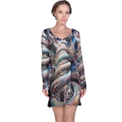 Fantasy Psychedelic Building Spiral Long Sleeve Nightdress by Ravend