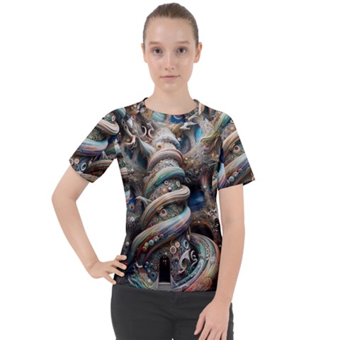 Fantasy Psychedelic Building Spiral Women s Sport Raglan T-shirt by Ravend