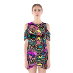 Bending Rotate Distort Waves Shoulder Cutout One Piece Dress by Ravend