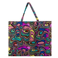 Bending Rotate Distort Waves Zipper Large Tote Bag