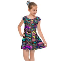 Bending Rotate Distort Waves Kids  Cap Sleeve Dress by Ravend