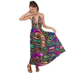 Bending Rotate Distort Waves Backless Maxi Beach Dress by Ravend