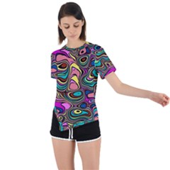 Bending Rotate Distort Waves Asymmetrical Short Sleeve Sports T-shirt by Ravend