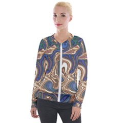 Pattern Psychedelic Hippie Abstract Velvet Zip Up Jacket by Ravend