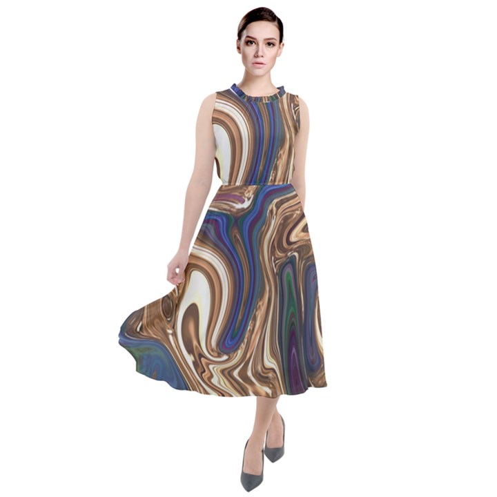 Pattern Psychedelic Hippie Abstract Round Neck Boho Dress