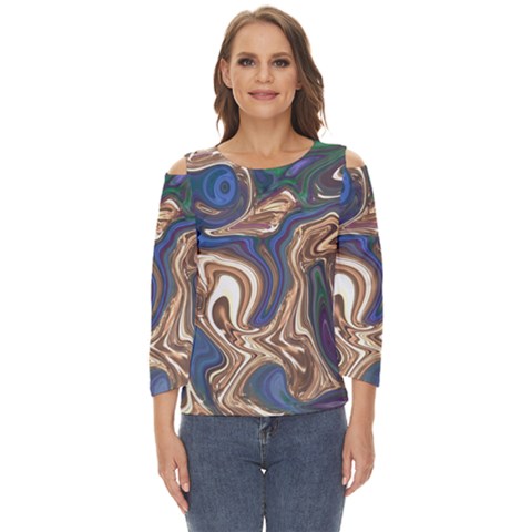 Pattern Psychedelic Hippie Abstract Cut Out Wide Sleeve Top by Ravend