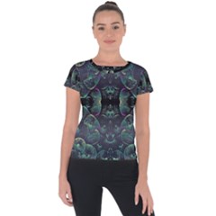 Background Pattern Mushrooms Short Sleeve Sports Top  by Ravend