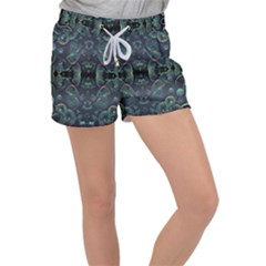 Background Pattern Mushrooms Women s Velour Lounge Shorts by Ravend