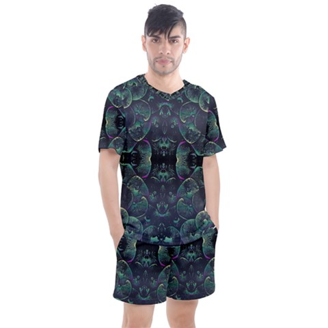 Background Pattern Mushrooms Men s Mesh T-shirt And Shorts Set by Ravend